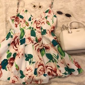White floral print romper
